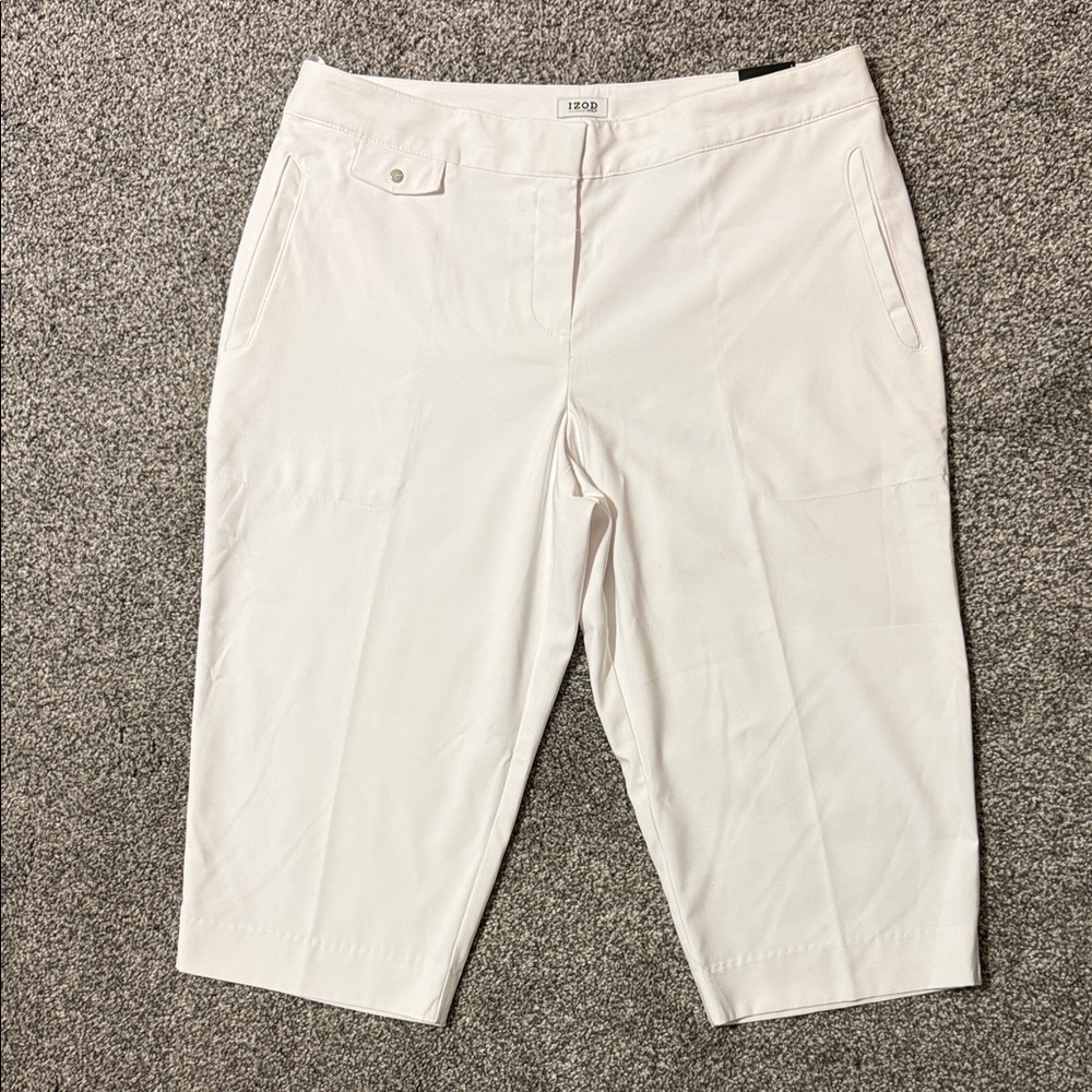 Izod Womens White Cropped Golf Pants Sz 8 NWT